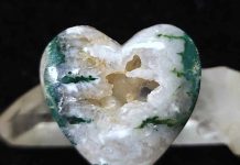 bedazzled blue seam agate heart-shaped cabochon