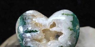 bedazzled blue seam agate heart-shaped cabochon