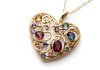 history of birthstones includes necklaces like this heart shaped pendant necklace set with birthstones for family members