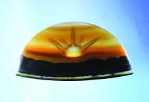 agate cabochon carved sunset or sunrise scene