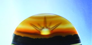 agate cabochon carved sunset or sunrise scene