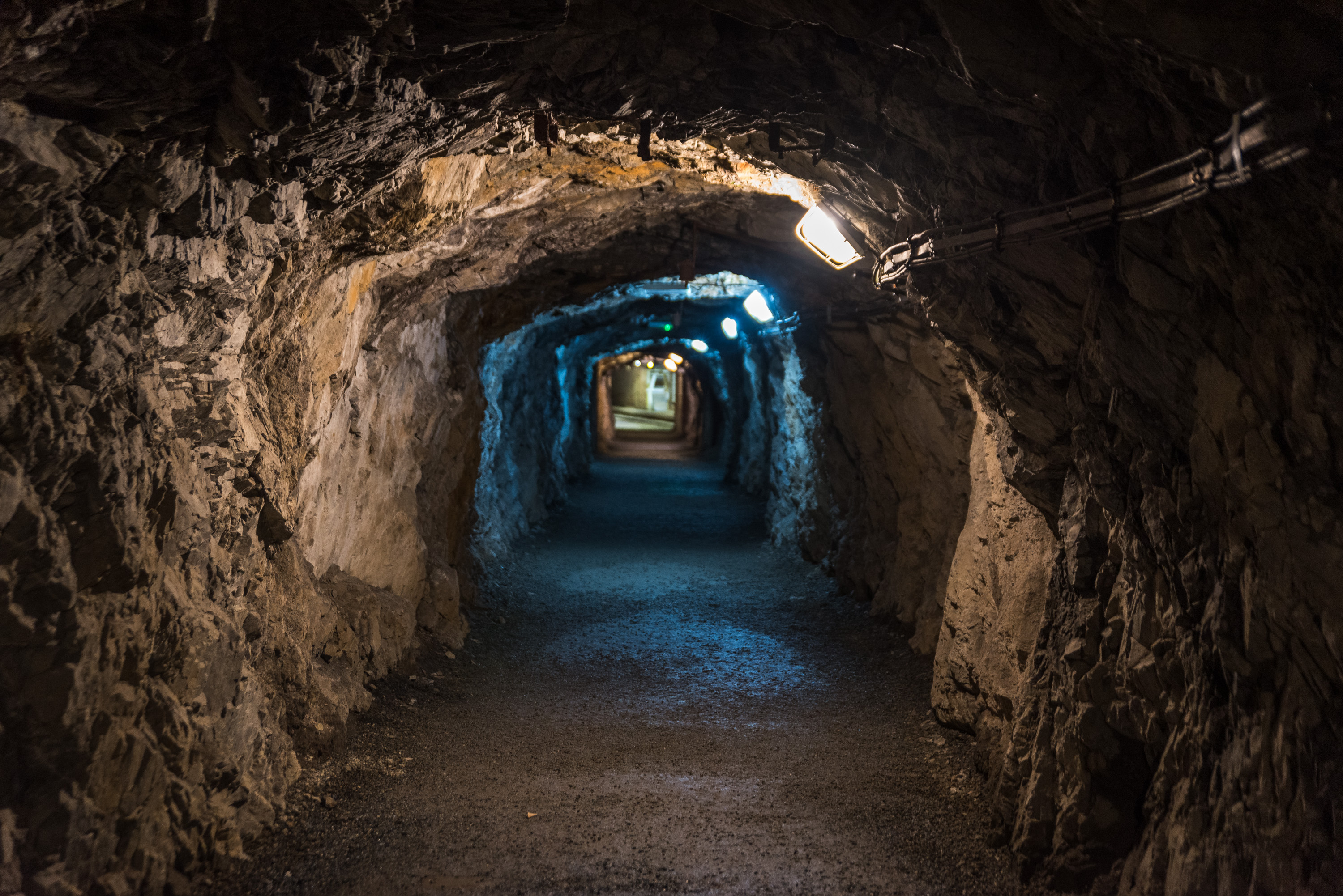 Underground corridor in an old gold mine and arsenic