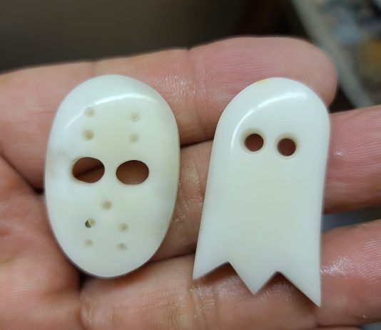 ghost and mask tick canyon howlite cabochons