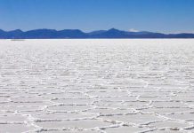 Salar de Uyuni great salt lake gleaming in the sun