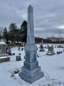 white bronze zinc headstone at union cemetery