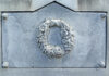 Nineteenth century white bronze zinc headstone with wreath and flowers