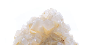white calcite mineral isolated on the white background
