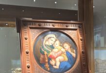 Italian Mosaic Art in Stone madonna of the chair mosaic