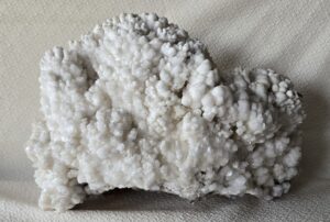 White aragonite crystals from Chihuahua, Mexico, also called cave calcite