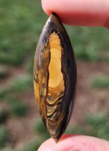 royal sahara jasper cabochon that's long and tapered at both ends 