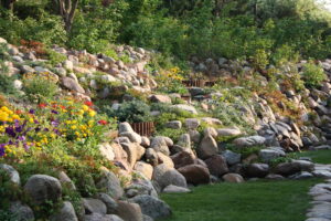 garden made by landscaping with stone 