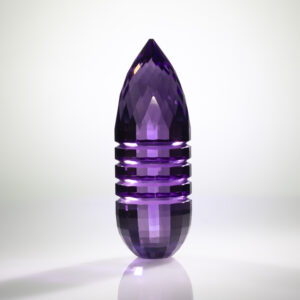 amethyst briolette cut with the snake drop pattern and ready to be put into a briolette pendant