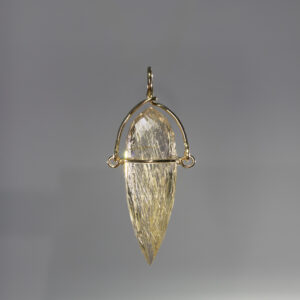 rutilated quartz briolette gemstone cut with the snake drop pattern