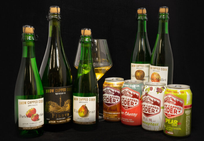 bottles of snow capped cider with the taste the result of Colorado terroir