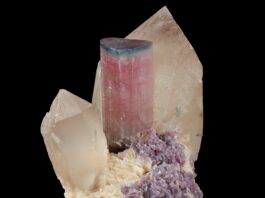 Blue cap tourmaline specimen