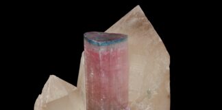 Blue cap tourmaline specimen