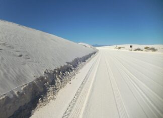 White Sands National Park Geology The main road in White Sands National Park.
