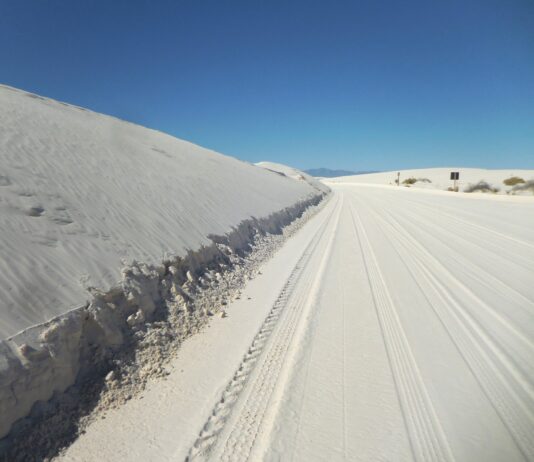 White Sands National Park Geology The main road in White Sands National Park.