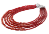 Red Coral: Italy’s Ruby of the Sea Multi-strand red coral beaded necklace with diamond clasp