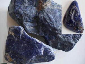 sodalite is a blue gems with colors ranging from deep cobalt blue to blue-violet