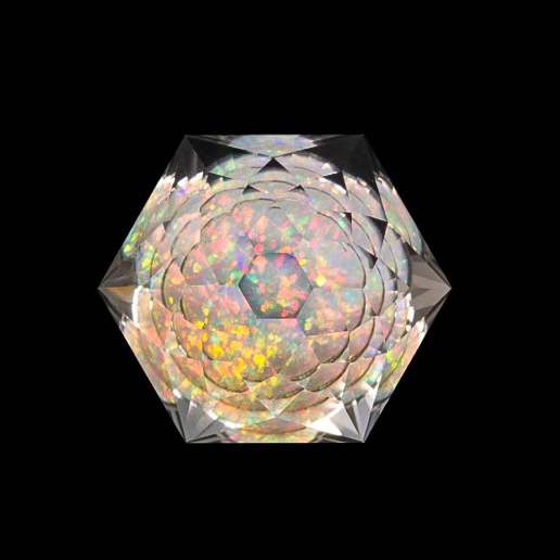 Galaxy Gemstones Faceted quartz galaxy gem with a