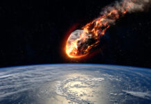 An artist’s depiction of a meteoroid beginning to burn up upon entry into the Earth’s atmosphere.