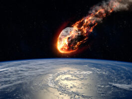 An artist’s depiction of a meteoroid beginning to burn up upon entry into the Earth’s atmosphere.