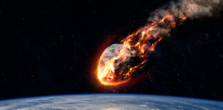 An artist’s depiction of a meteoroid beginning to burn up upon entry into the Earth’s atmosphere.