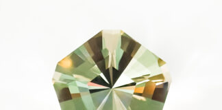 Gem Cutting: How to Facet a Large Quartz Gemstone Finished Quintet ge cutting design in smoky quartz.