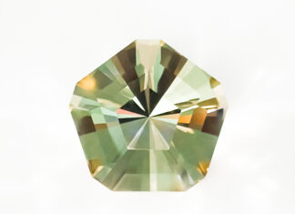 Gem Cutting: How to Facet a Large Quartz Gemstone Finished Quintet ge cutting design in smoky quartz.